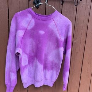 Up-cycled bleach dyed purple sweatshirt